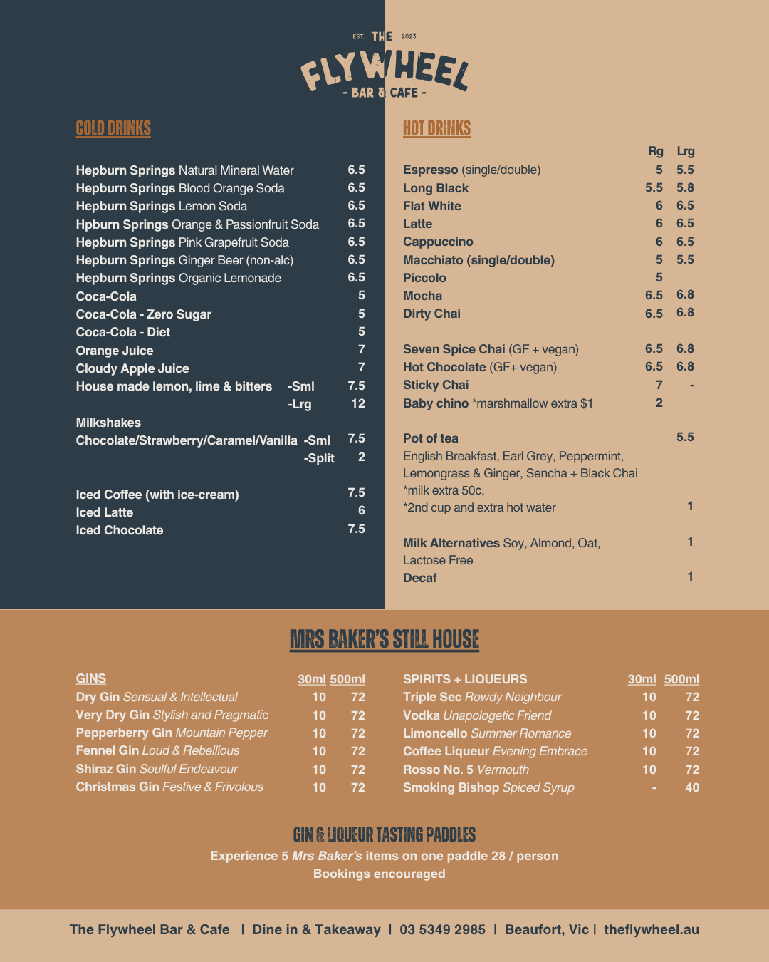 The Flywheel Evening Menu